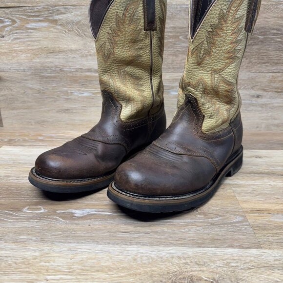 Justin Superintedent 11" Steel Toe Brown Leather Western Boots Men's Size 9.5 - Picture 1 of 7